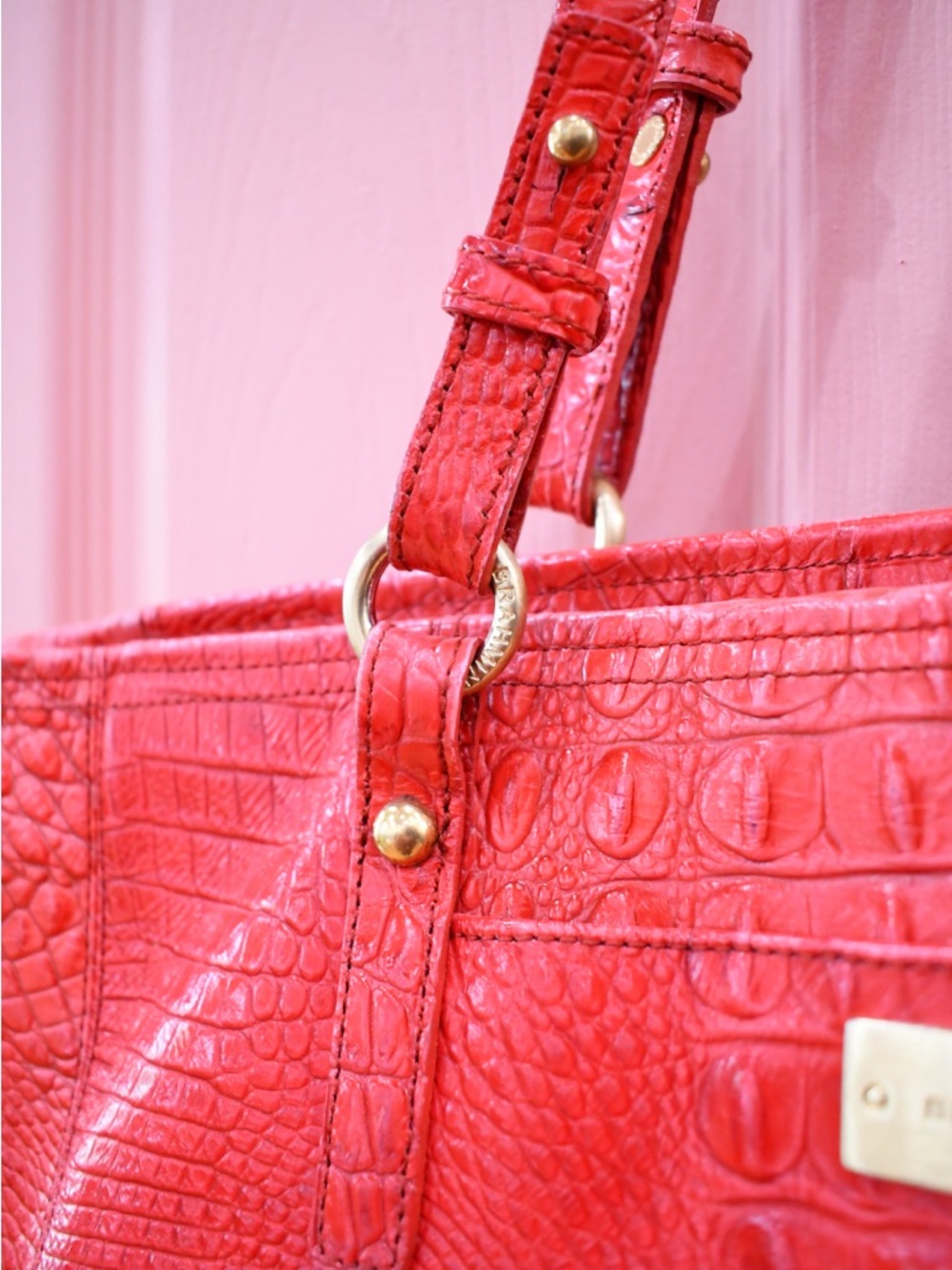 Brahmin Red Croc-Embossed Tote - Picture 4 of 6
